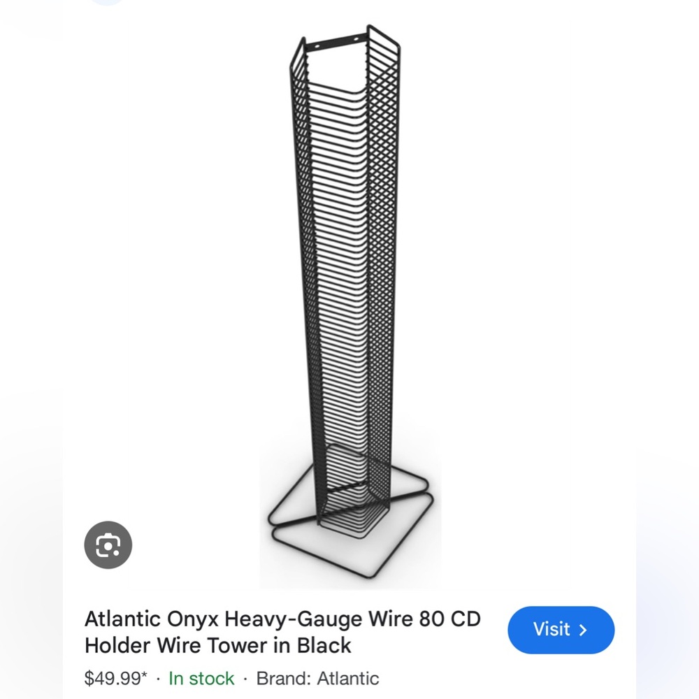 NWT The Atlantic Onyx CD Tower  holds 80 CDs